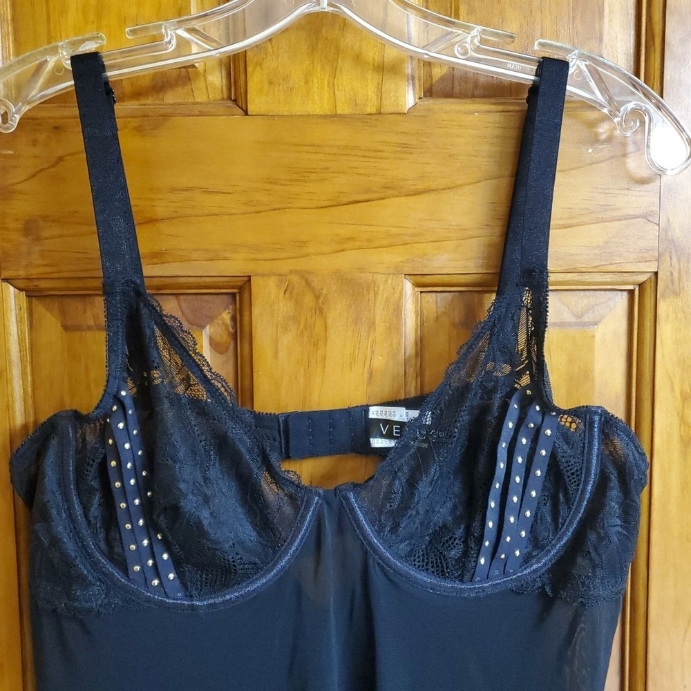 Venus Babydoll Black Sheer Lace/mesh Underwire Sz XL